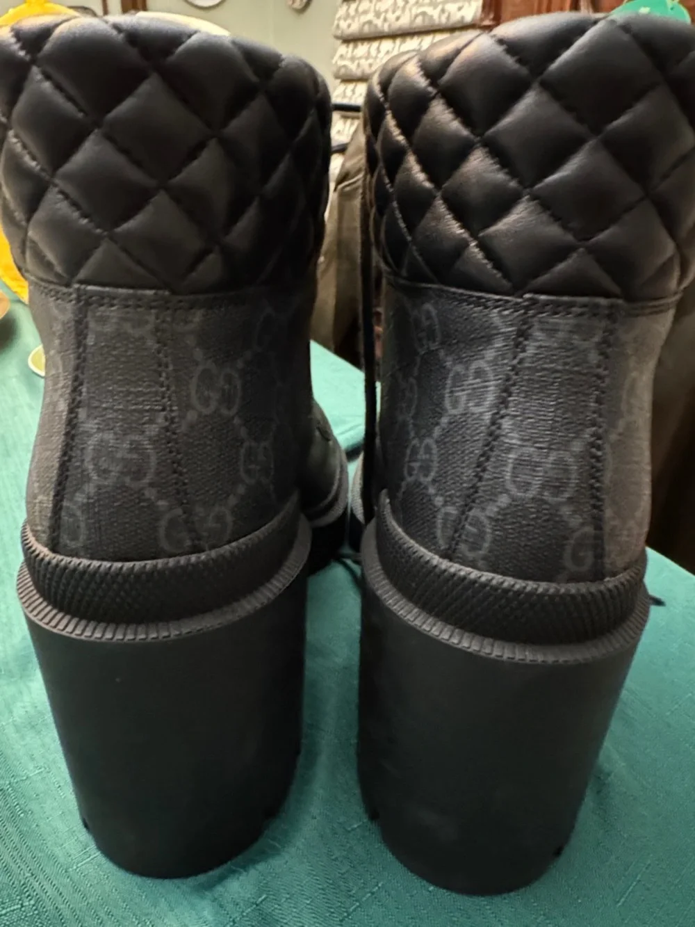 Gucci Supreme Combat Black Quilted Leather Platform Ankle Boots Apollo 40 - Picture 8 of 9